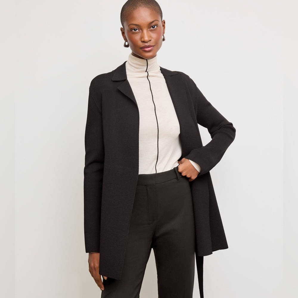 MM Lafleur The Merritt Wrap Jardigan blazer black size medium - Picture 4 of 13